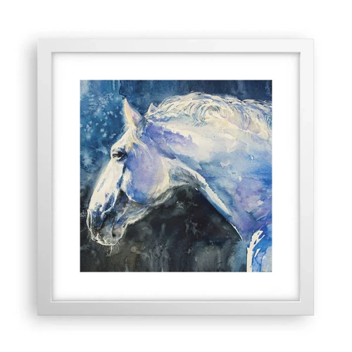 Póster en marco blanco - Retrato en un resplandor azul - 30x30 cm