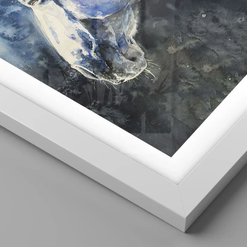 Póster en marco blanco - Retrato en un resplandor azul - 30x30 cm