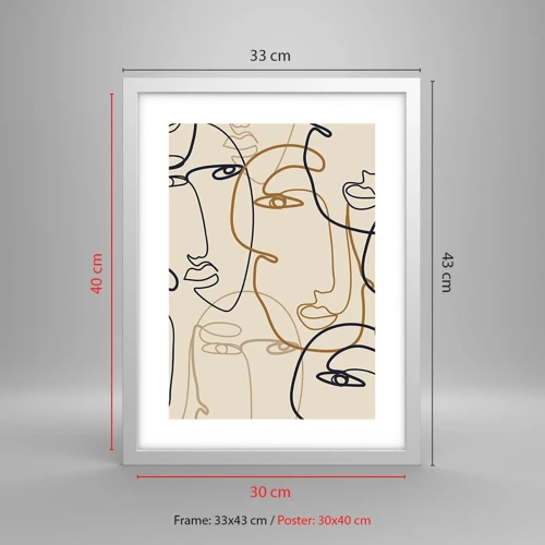 Póster en marco blanco - Retrato multiplicado - 30x40 cm