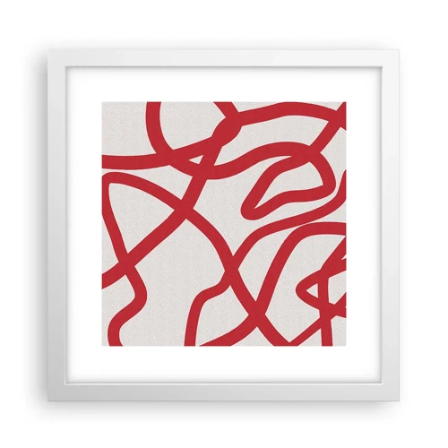 Póster en marco blanco - Rojo sobre blanco - 30x30 cm
