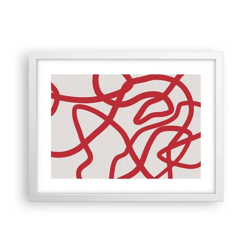 Póster en marco blanco - Rojo sobre blanco - 40x30 cm