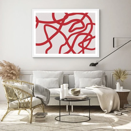 Póster en marco blanco - Rojo sobre blanco - 40x30 cm