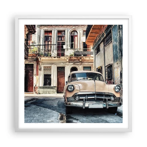 Póster en marco blanco - Siesta en La Habana - 60x60 cm