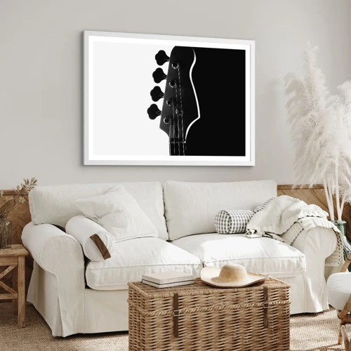 Póster en marco blanco - Silencio musical  - 100x70 cm