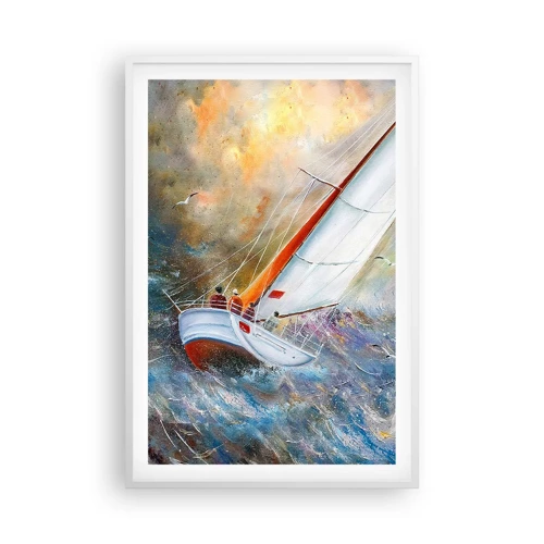 Póster en marco blanco - Surcando las olas - 61x91 cm