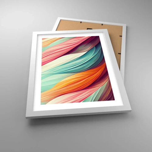 Póster en marco blanco - Tejido arco iris - 30x40 cm