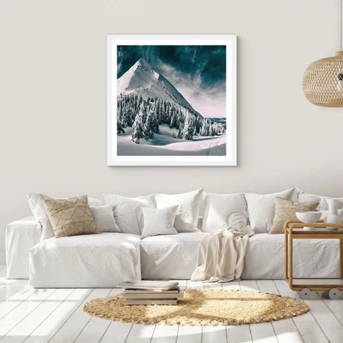 Póster en marco blanco - Tierra de nieve y hielo - 40x40 cm