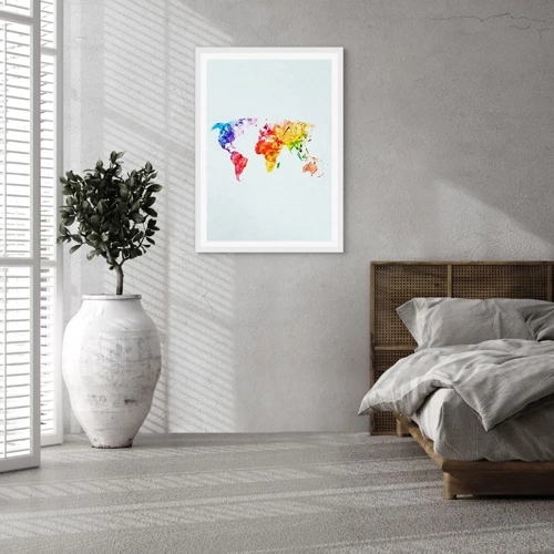 Póster en marco blanco - Todos los colores del mundo - 30x40 cm