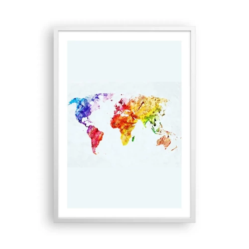 Póster en marco blanco - Todos los colores del mundo - 50x70 cm