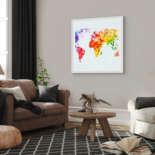 Póster en marco blanco - Todos los colores del mundo - 60x60 cm