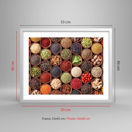 Póster en marco blanco - Todos los sabores del mundo - 50x40 cm