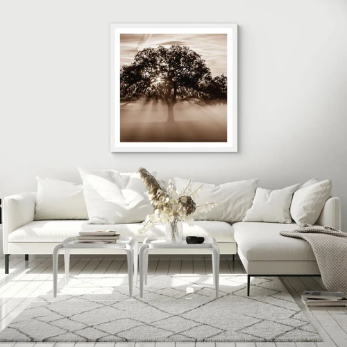 Póster en marco blanco - Un árbol de buenas noticias  - 50x50 cm