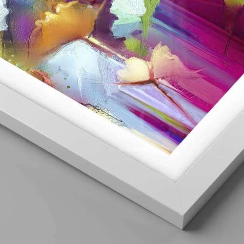 Póster en marco blanco - Un arco iris ha florecido - 50x40 cm