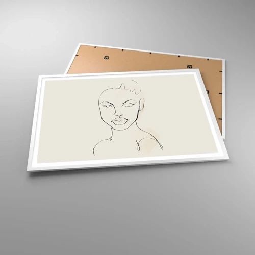 Póster en marco blanco - Un esbozo de sensualidad - 100x70 cm
