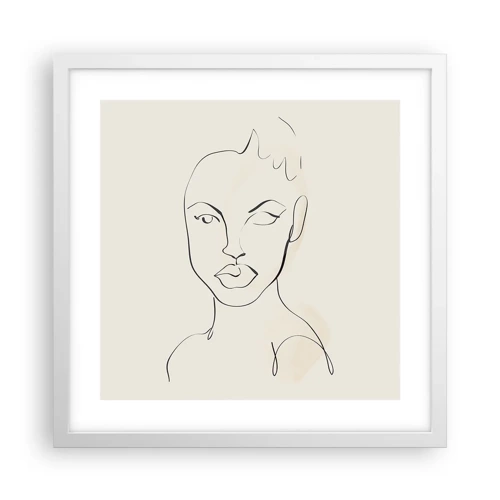 Póster en marco blanco - Un esbozo de sensualidad - 40x40 cm