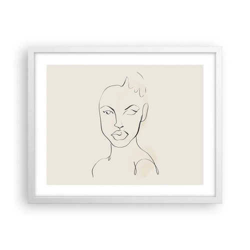 Póster en marco blanco - Un esbozo de sensualidad - 50x40 cm