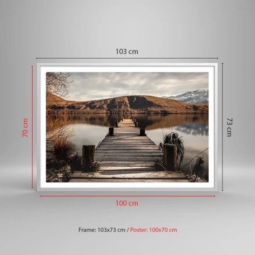 Póster en marco blanco - Un paisaje en silencio - 100x70 cm