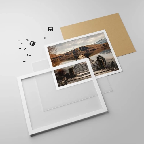 Póster en marco blanco - Un paisaje en silencio - 100x70 cm