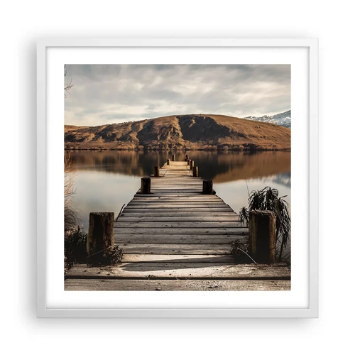 Póster en marco blanco - Un paisaje en silencio - 50x50 cm
