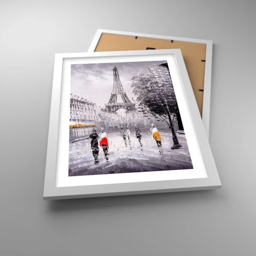 Póster en marco blanco - Un paseo parisino - 30x40 cm