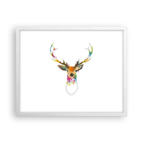 Póster en marco blanco - Un suave ciervo bañado en color - 50x40 cm