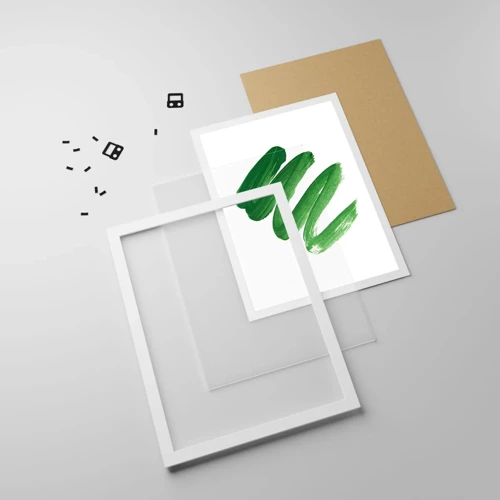 Póster en marco blanco - Una broma verde - 30x40 cm