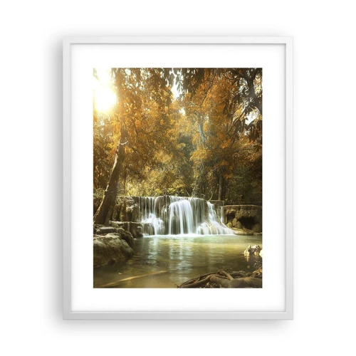 Póster en marco blanco - Una cascada en el parque - 40x50 cm
