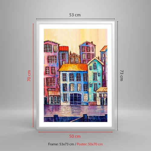 Póster en marco blanco - Una ciudad como un cuento de hadas - 50x70 cm