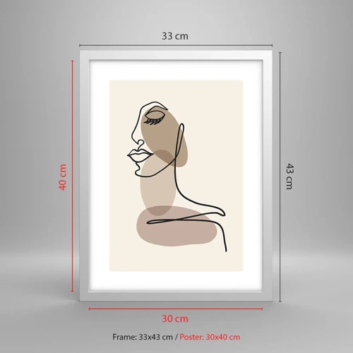 Póster en marco blanco - Una línea de hermosura - 30x40 cm