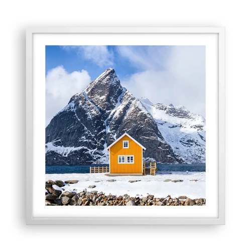 Póster en marco blanco - Vacaciones escandinavas - 50x50 cm