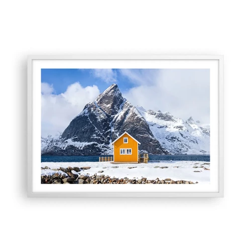 Póster en marco blanco - Vacaciones escandinavas - 70x50 cm