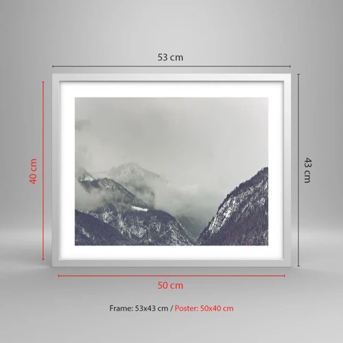 Póster en marco blanco - Valle de la niebla - 50x40 cm
