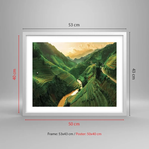 Póster en marco blanco - Valle vietnamita - 50x40 cm