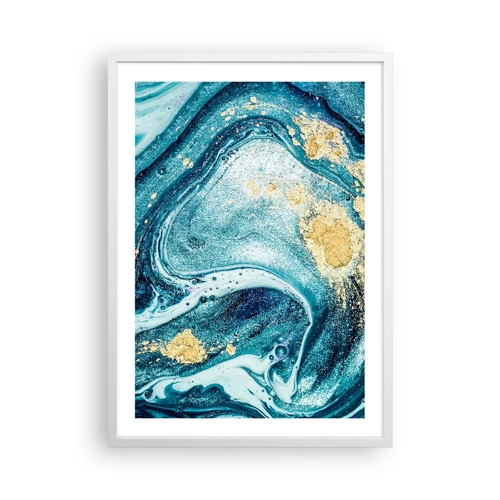 Póster en marco blanco - Vórtice azul - 50x70 cm