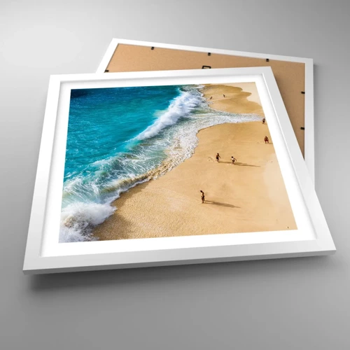 Póster en marco blanco - Y luego el sol, la playa... - 40x40 cm