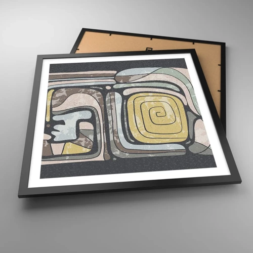 Póster en marco negro - Abstracción con espíritu precolombino - 50x50 cm