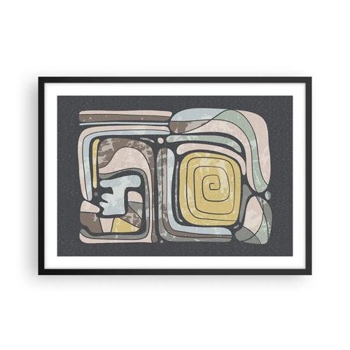 Póster en marco negro - Abstracción con espíritu precolombino - 70x50 cm