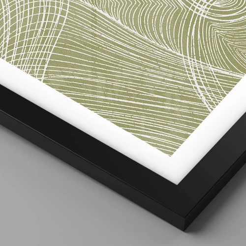 Póster en marco negro - Abstracción intrincada en blanco - 70x100 cm