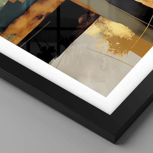 Póster en marco negro - Abstracción: luces y sombras - 30x30 cm