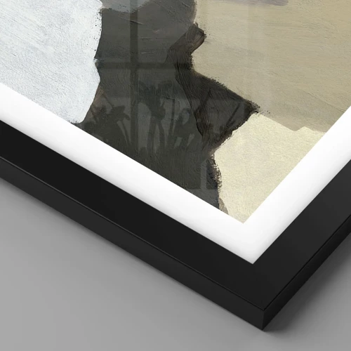 Póster en marco negro - Abstracción: partes del gris - 40x40 cm