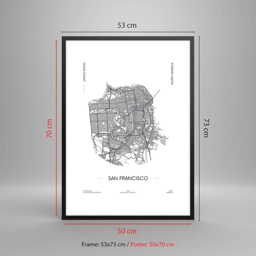 Póster en marco negro - Anatomía de San Francisco - 50x70 cm