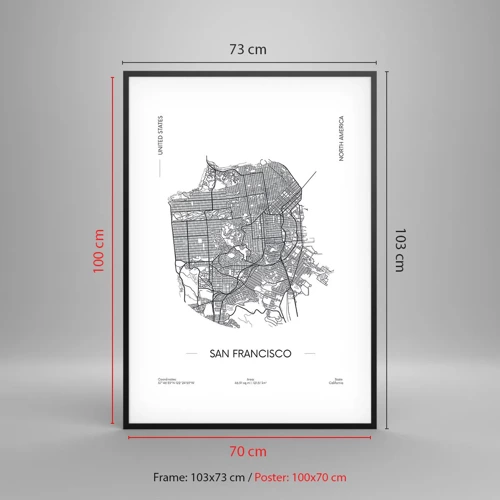 Póster en marco negro - Anatomía de San Francisco - 70x100 cm