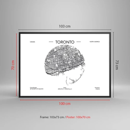 Póster en marco negro - Anatomía de Toronto - 100x70 cm