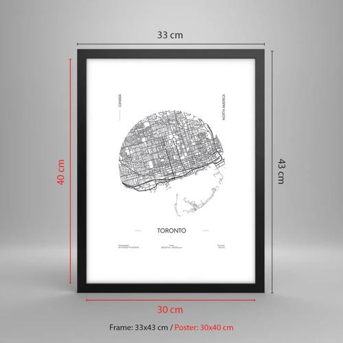 Póster en marco negro - Anatomía de Toronto - 30x40 cm