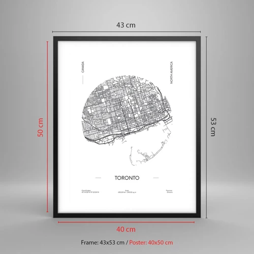 Póster en marco negro - Anatomía de Toronto - 40x50 cm