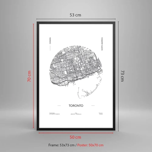 Póster en marco negro - Anatomía de Toronto - 50x70 cm