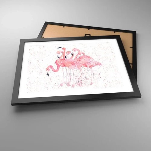 Póster en marco negro - Asamblea rosa - 40x30 cm