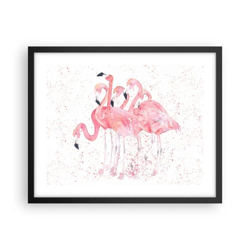 Póster en marco negro - Asamblea rosa - 50x40 cm