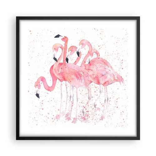 Póster en marco negro - Asamblea rosa - 50x50 cm
