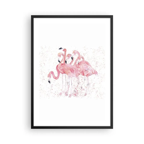 Póster en marco negro - Asamblea rosa - 50x70 cm